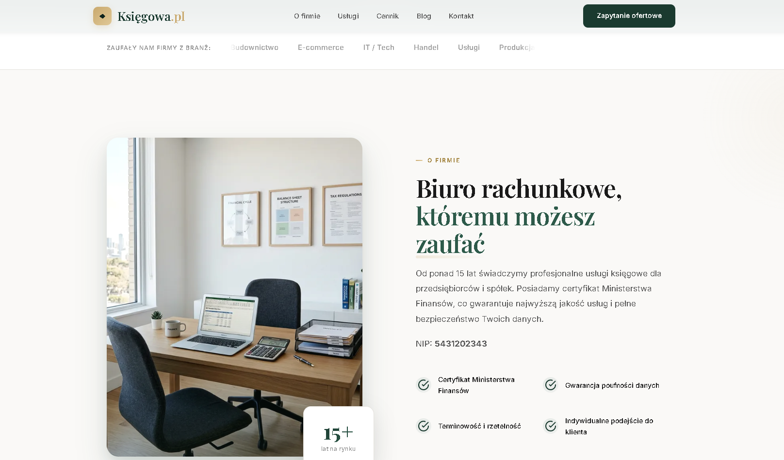 Strona firmowa dla biura księgowego Ksiegowa.pl